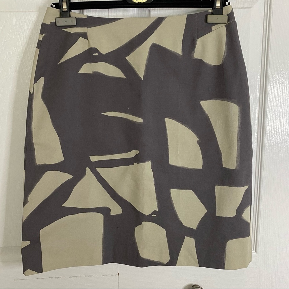 LaVia 18 NEW Grey Beige Pencil Mini Skirt Italy Cotton Blend size 44 MSRP $348